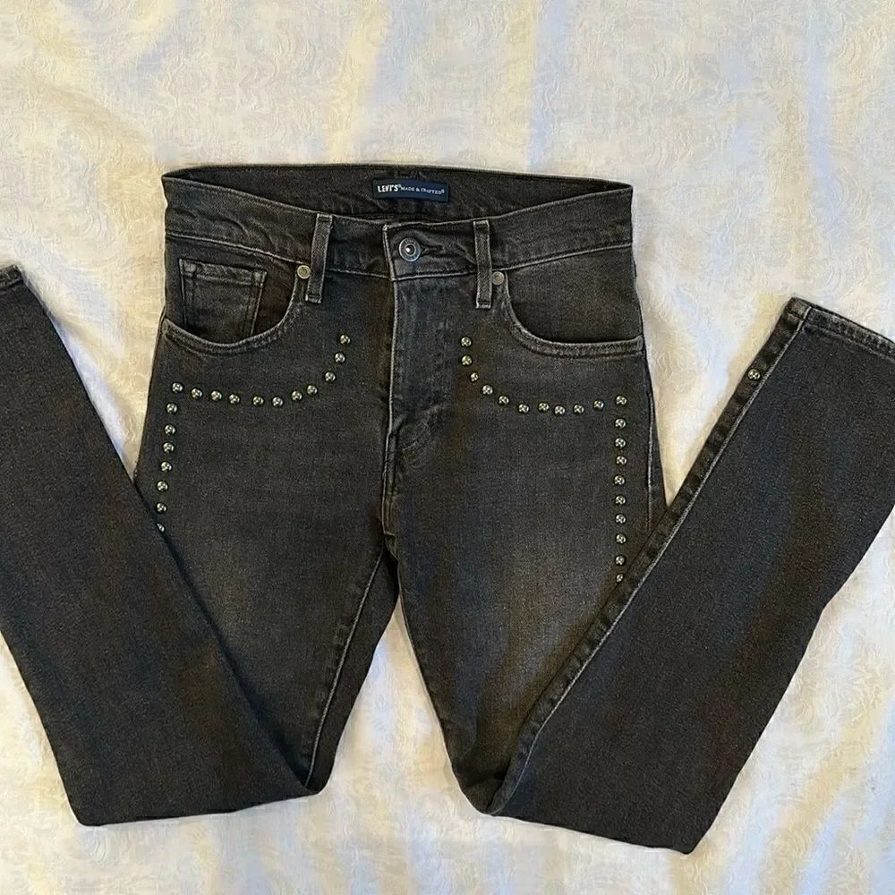 Levi’s Faded Black Silver Studded Cigarette Slim Jeans Size 24